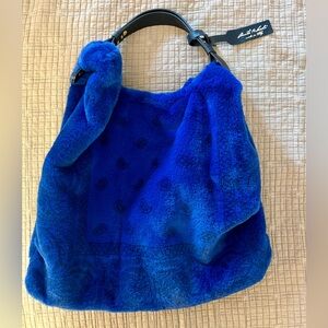 Blue Faux Fur Shoulder Bag